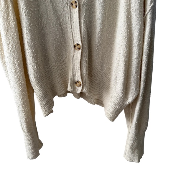 Free People Found My Friend Knit Sweater Cardigan Cream Boxy Size Large - Picture 5 of 14